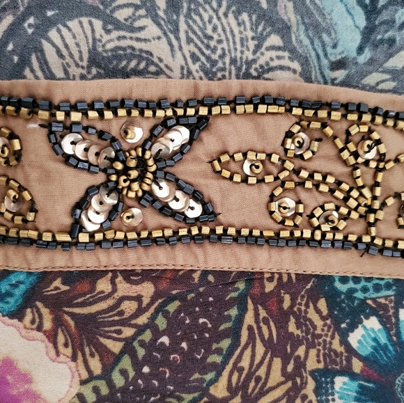 NWT SOFT SURROUNDINGS Floral Print with Beaded Trim Topper - Picture 8 of 11